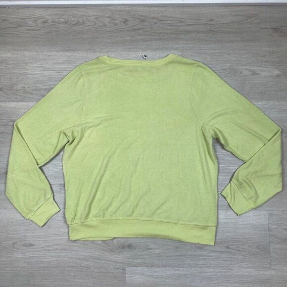 Wildfox Baggy Beach Jumper Sweater Womens XS Yellow Shadow Lime Crew Neck - Picture 2 of 2